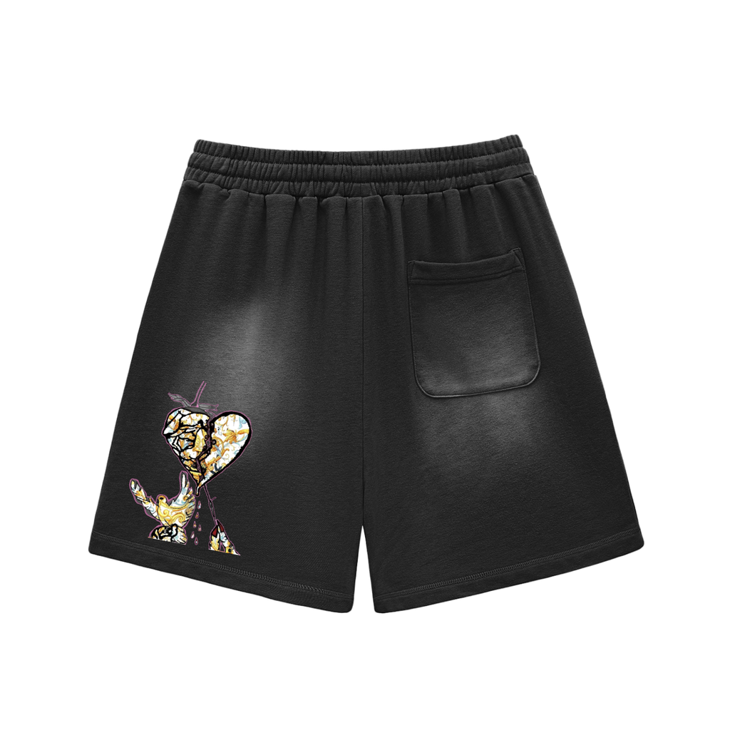 Sun Fade Raw Edge Cotton Shorts