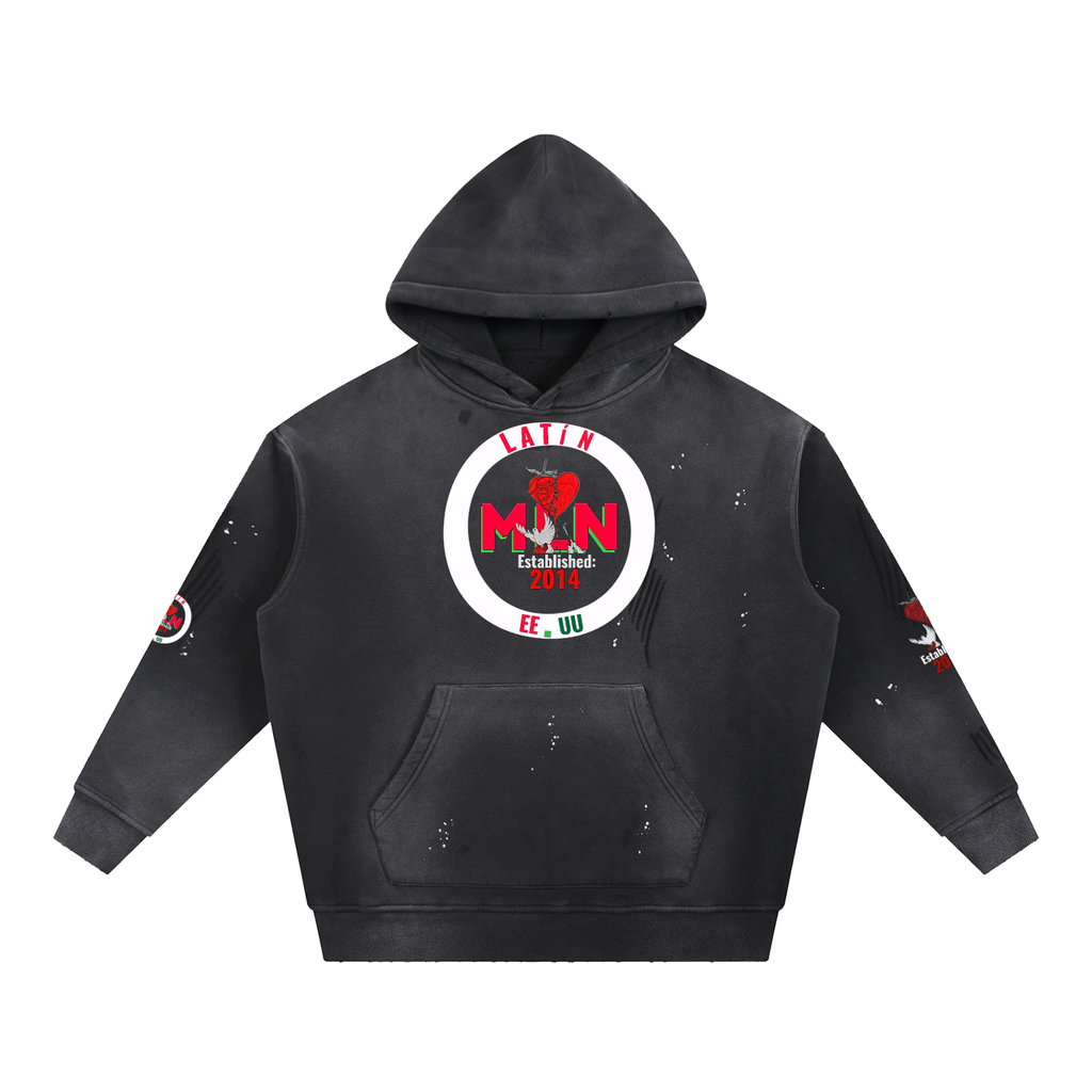 Vintage Washed Frayed Fleece Hoodie
