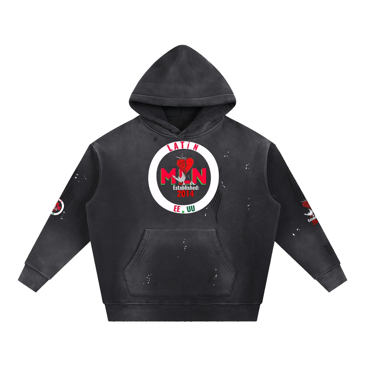 Vintage Washed Frayed Fleece Hoodie