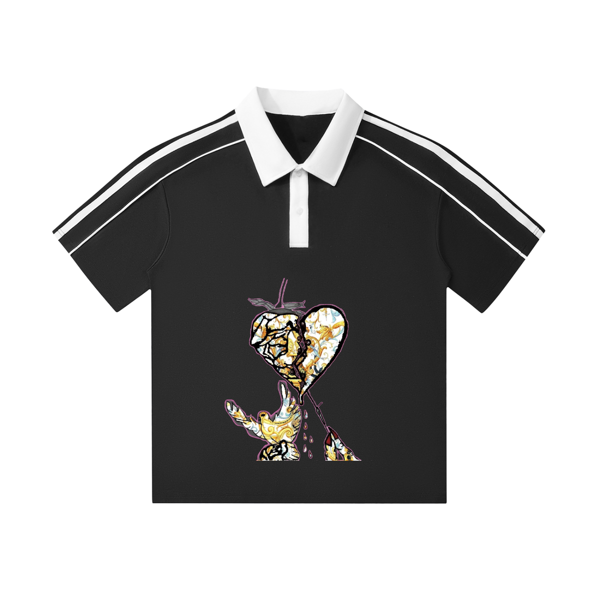 Contrast Collar Short-Sleeve Polo Shirt
