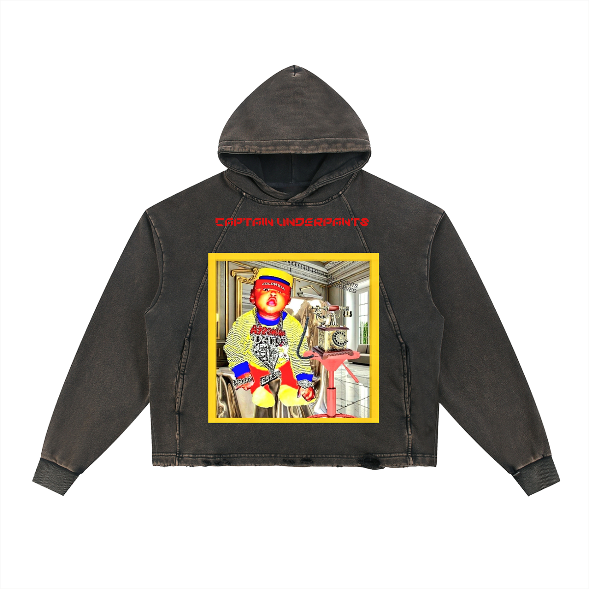 Vintage Washed Frayed-Hem Hoodie