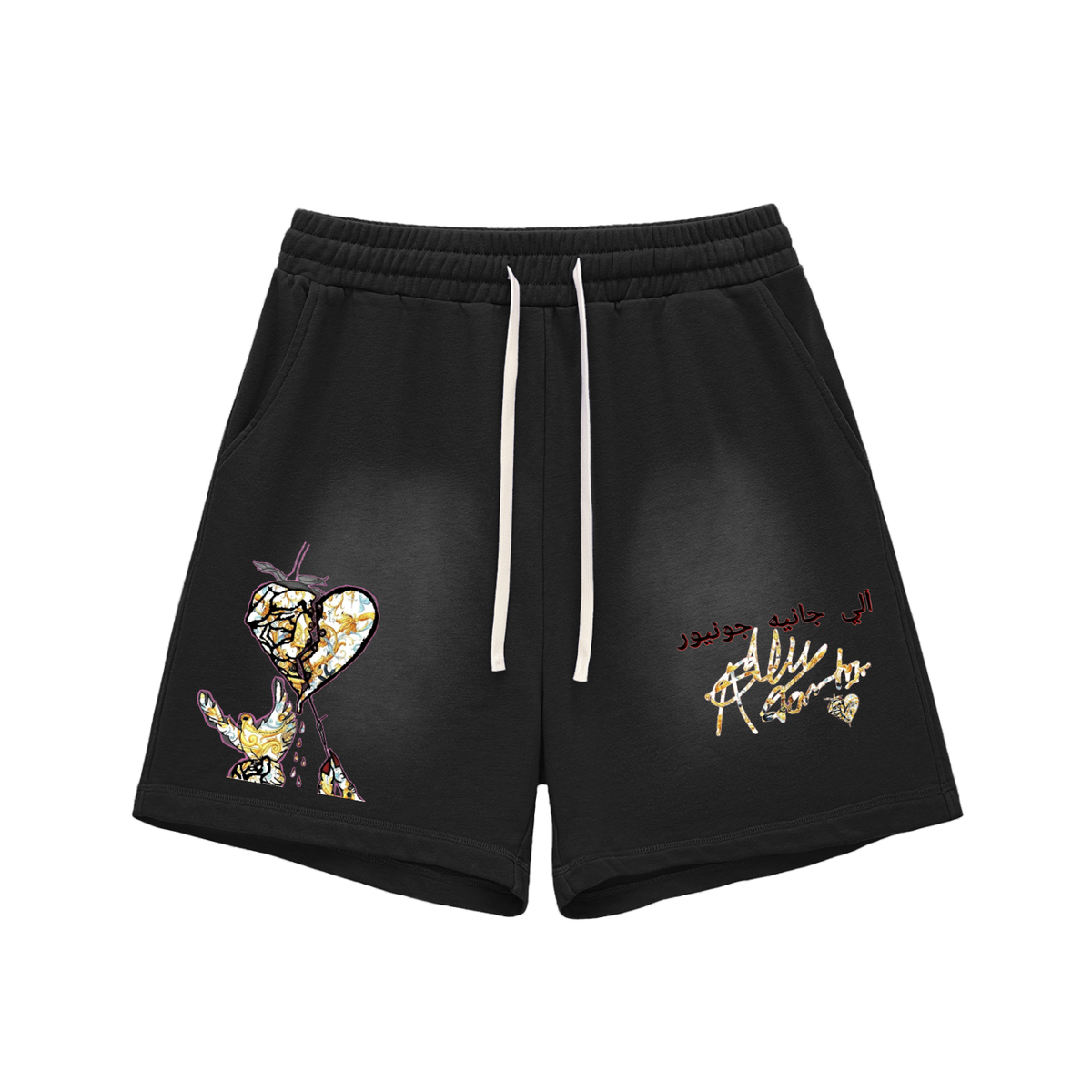 Sun Fade Raw Edge Cotton Shorts