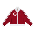 Contrast Side Stripe Fleece Cropped Track Jacket