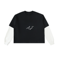 Layered Contrast Sleeve Cotton T-Shirt