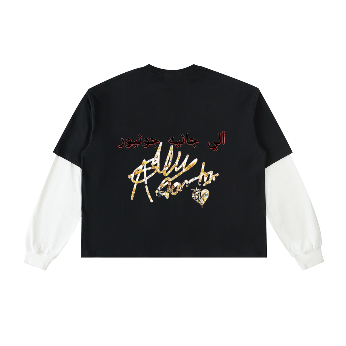Layered Contrast Sleeve Cotton T-Shirt