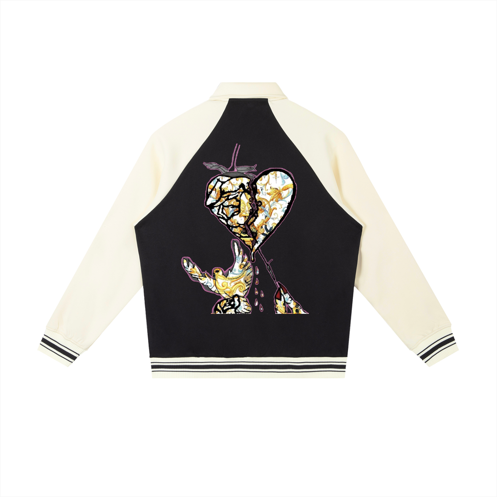 Contrast Raglan Sleeve Baseball Jacket