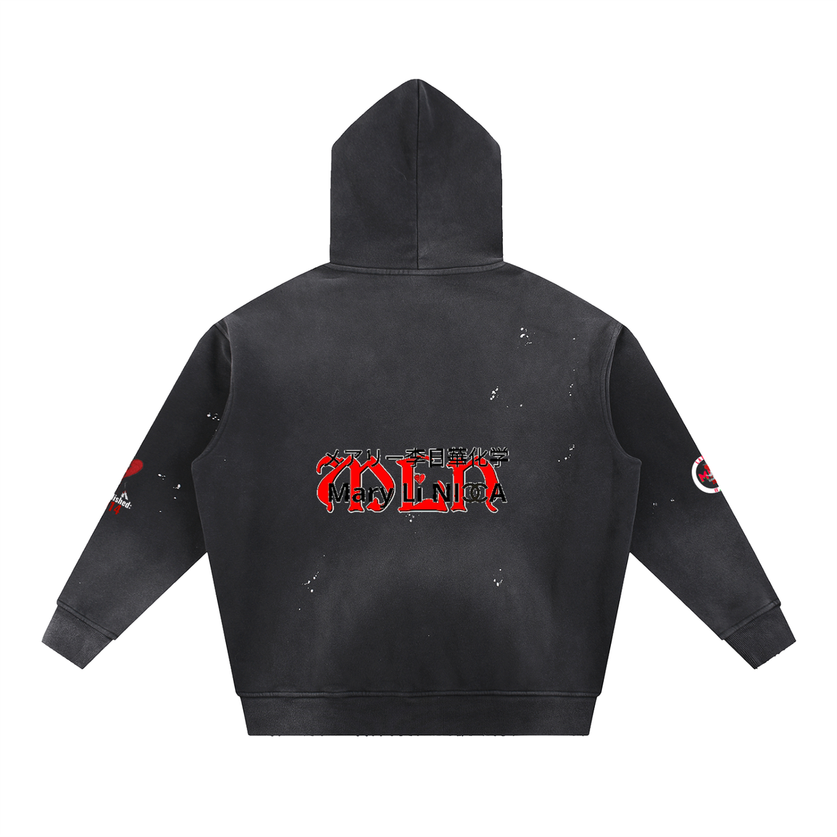 Vintage Washed Frayed Fleece Hoodie