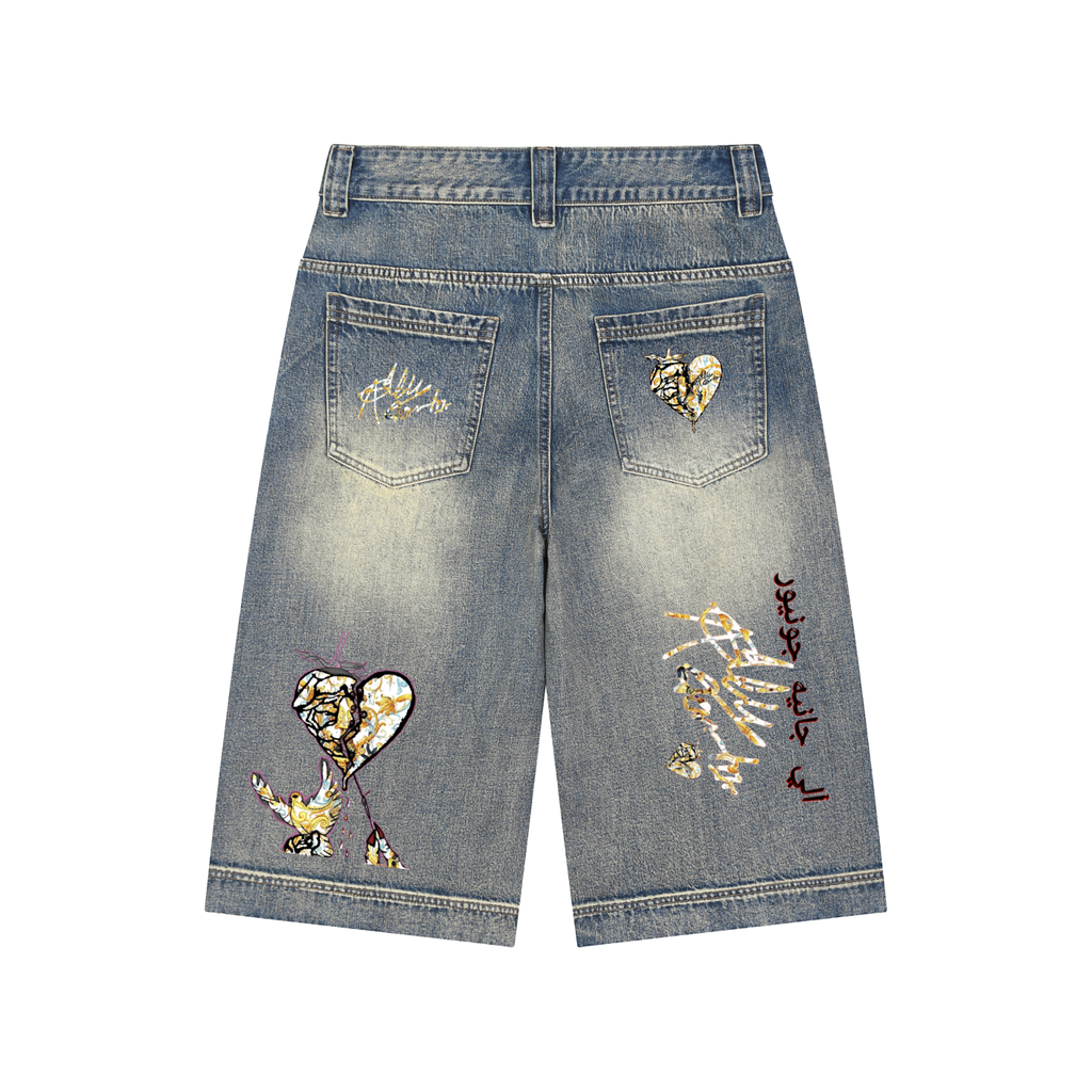 Vintage Wash Baggy Denim Shorts